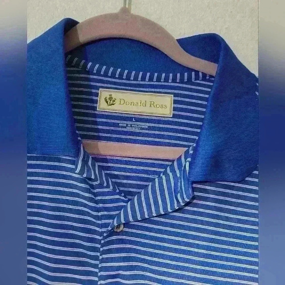 Mens golf polo size large blue stripes - Picture 2 of 8